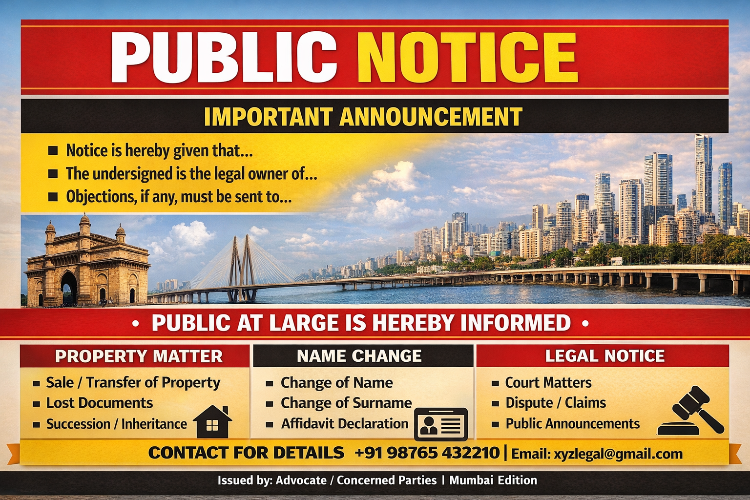 Public Notice Ads Mumbai Newspapers
